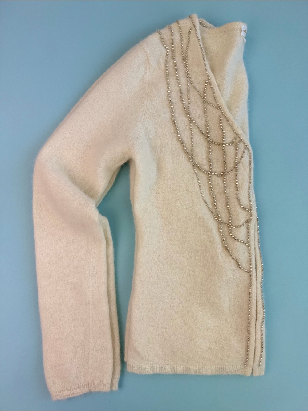 Japanese Angora Wool Pearl Beaded Cardigan OTTO Collection Sz M